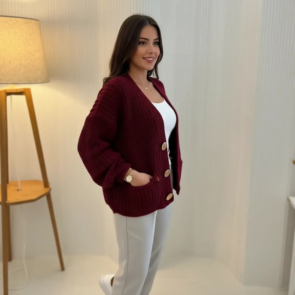 Hagar Zeitlose Struktur Strickjacke