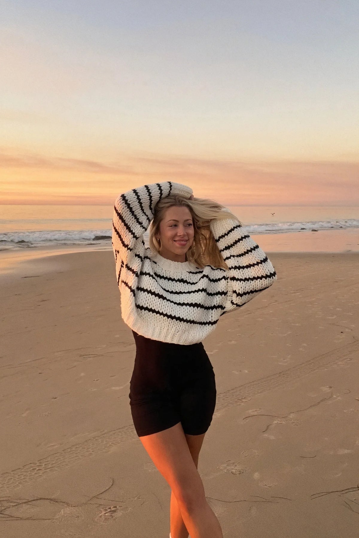 Gestreifter Strickpullover in Oversize-Passform