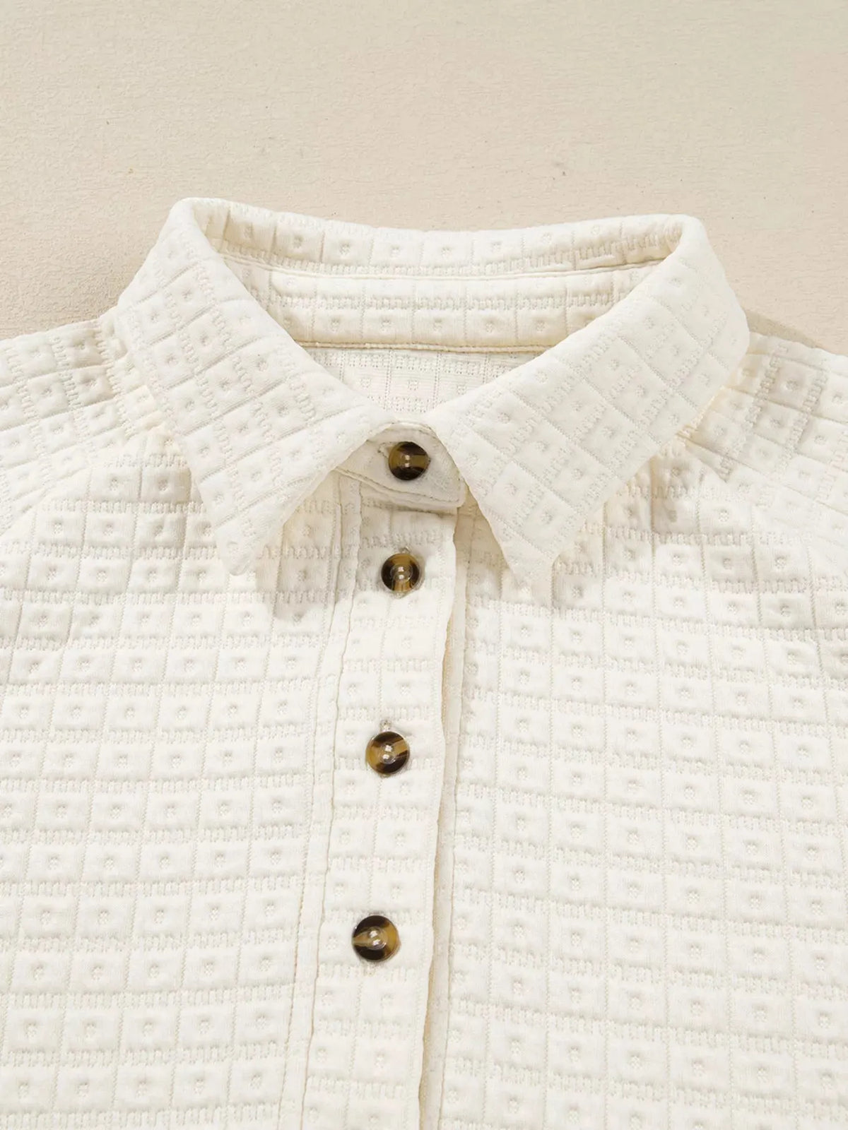 Textured Half Button Collared Sweatshirt
