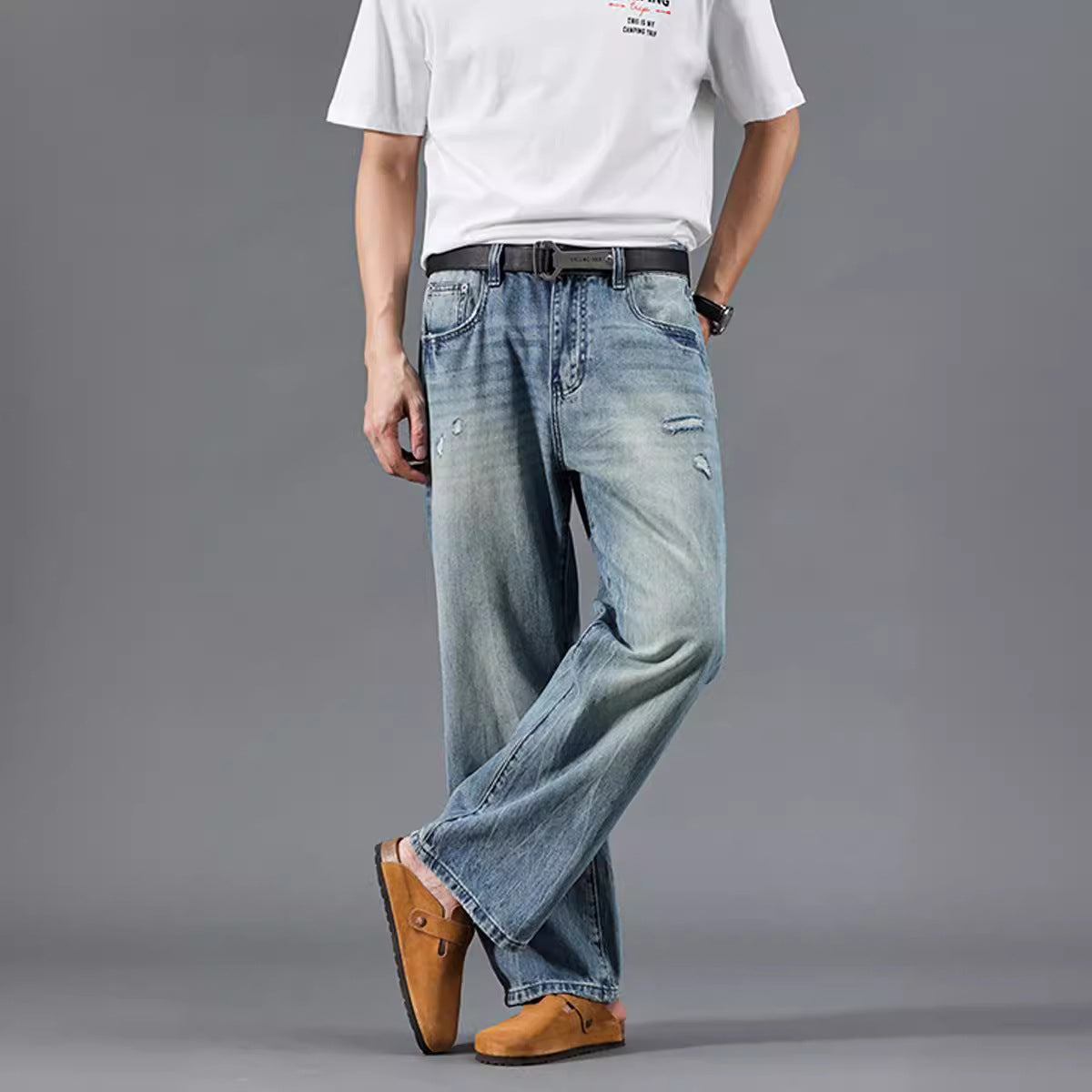 Herren entspannte Jeans im modernen Destroyed-Look