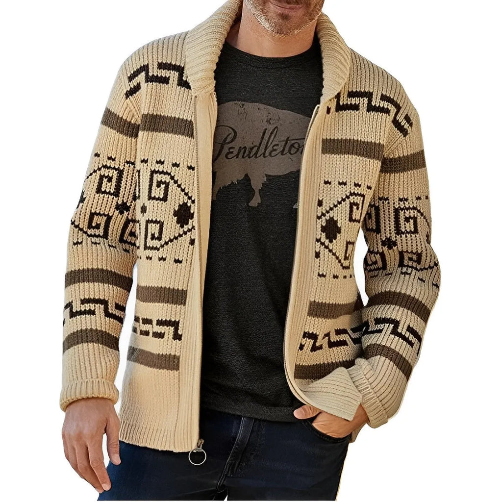 Herren Strickjacke Mit Retro|Revers