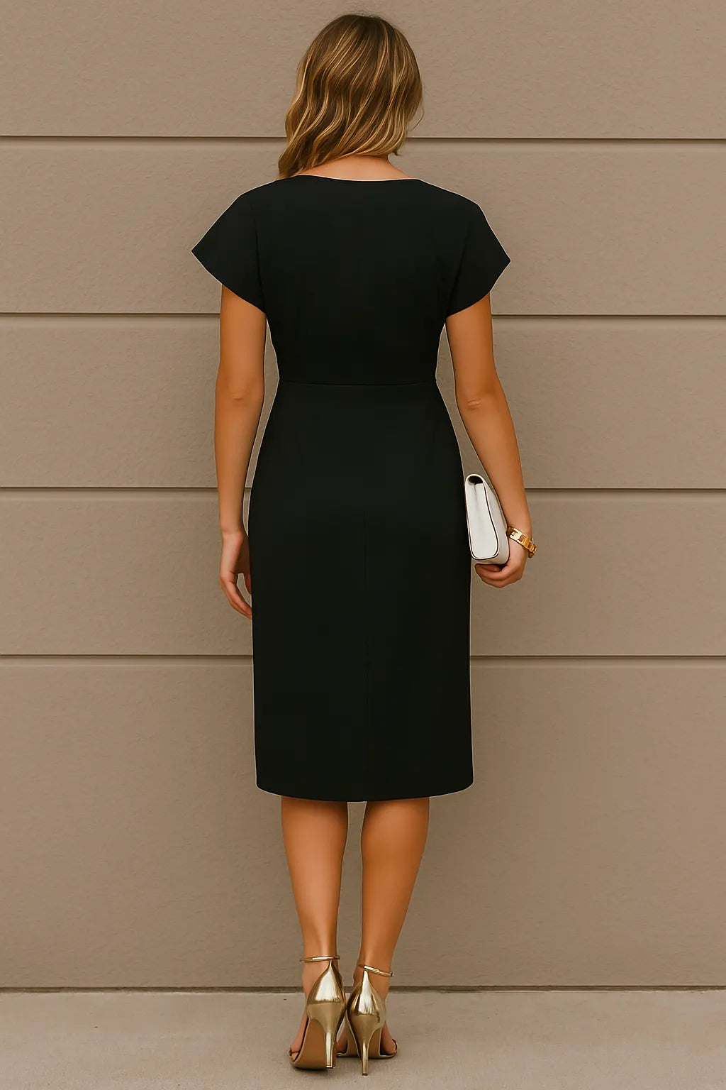 Cory | Elegant Midi Wrap Dress with Pleated Twist
