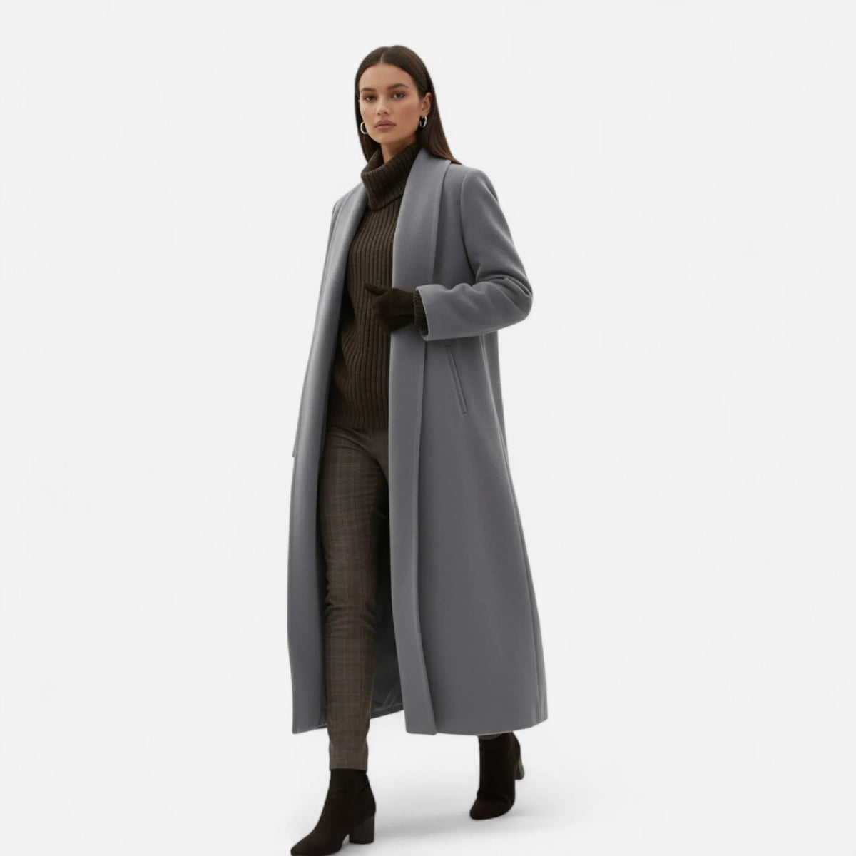 Lange Elegante Dames Coat Met Lape-Kraag - Perfect voor de Koude periode