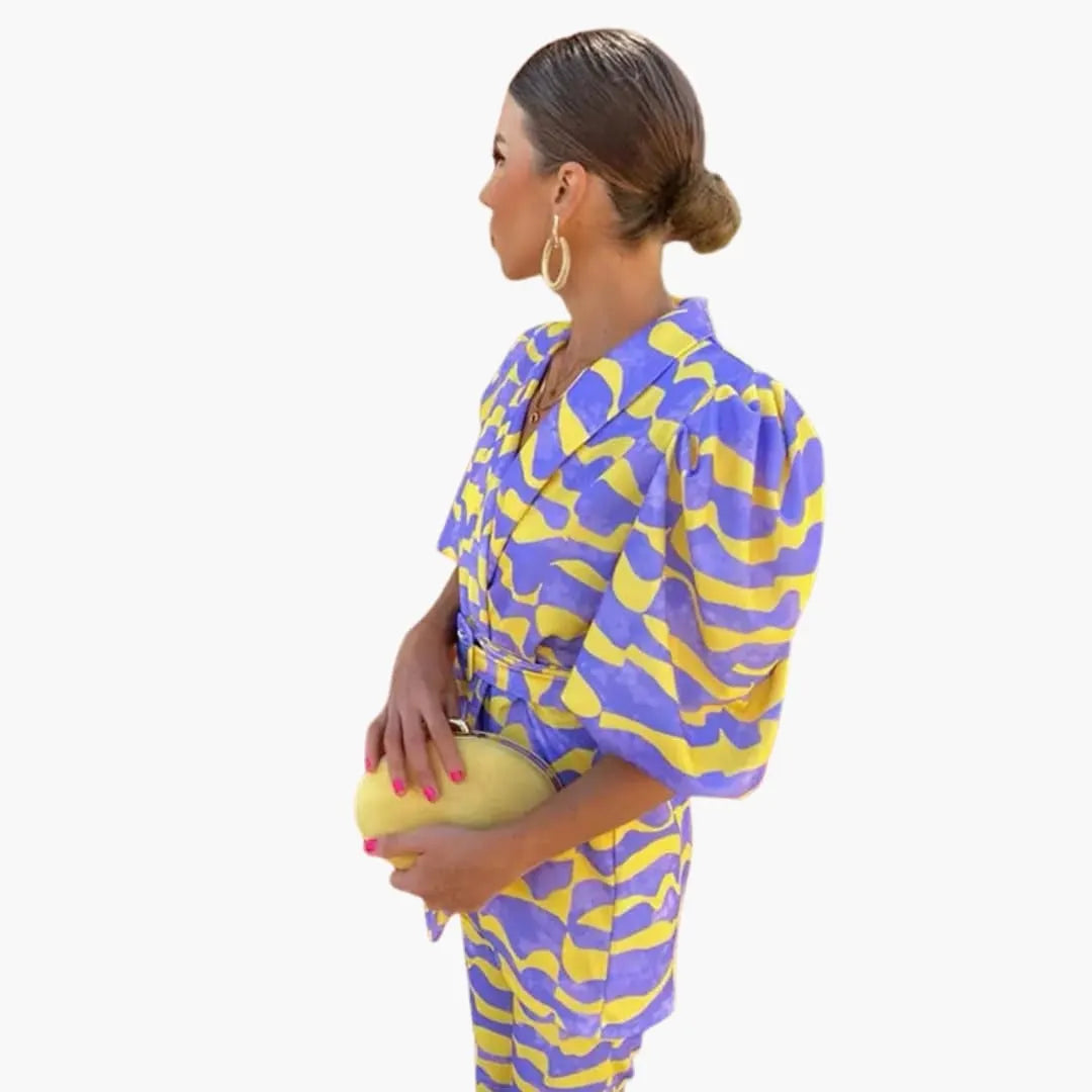 Womenâ€™s Printed Long-Sleeve Dress with Straight Hem