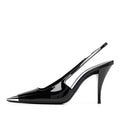 FEMKE | Slingback Hakken Van Patentleer Met Metalen Neus â€“ Elegant, Gedurfd, Verfijnd