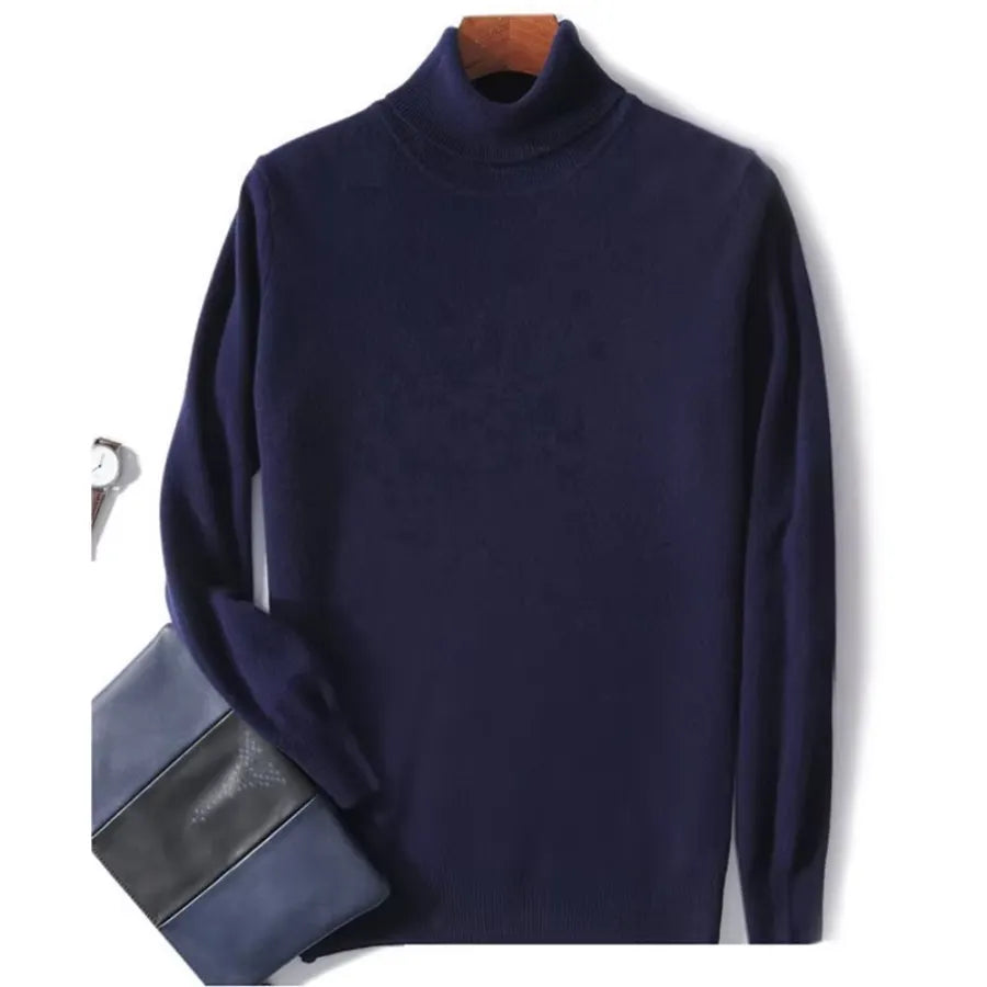 Herren Wollpullover Mit Rollkragen Und Schlankem Design