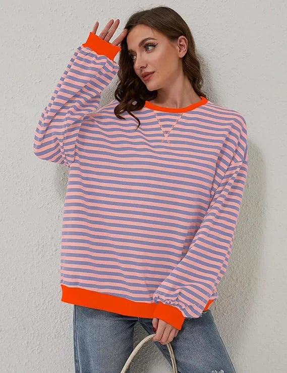 ÃœbergroÃŸer und gestreifter Pullover fÃ¼r Damen