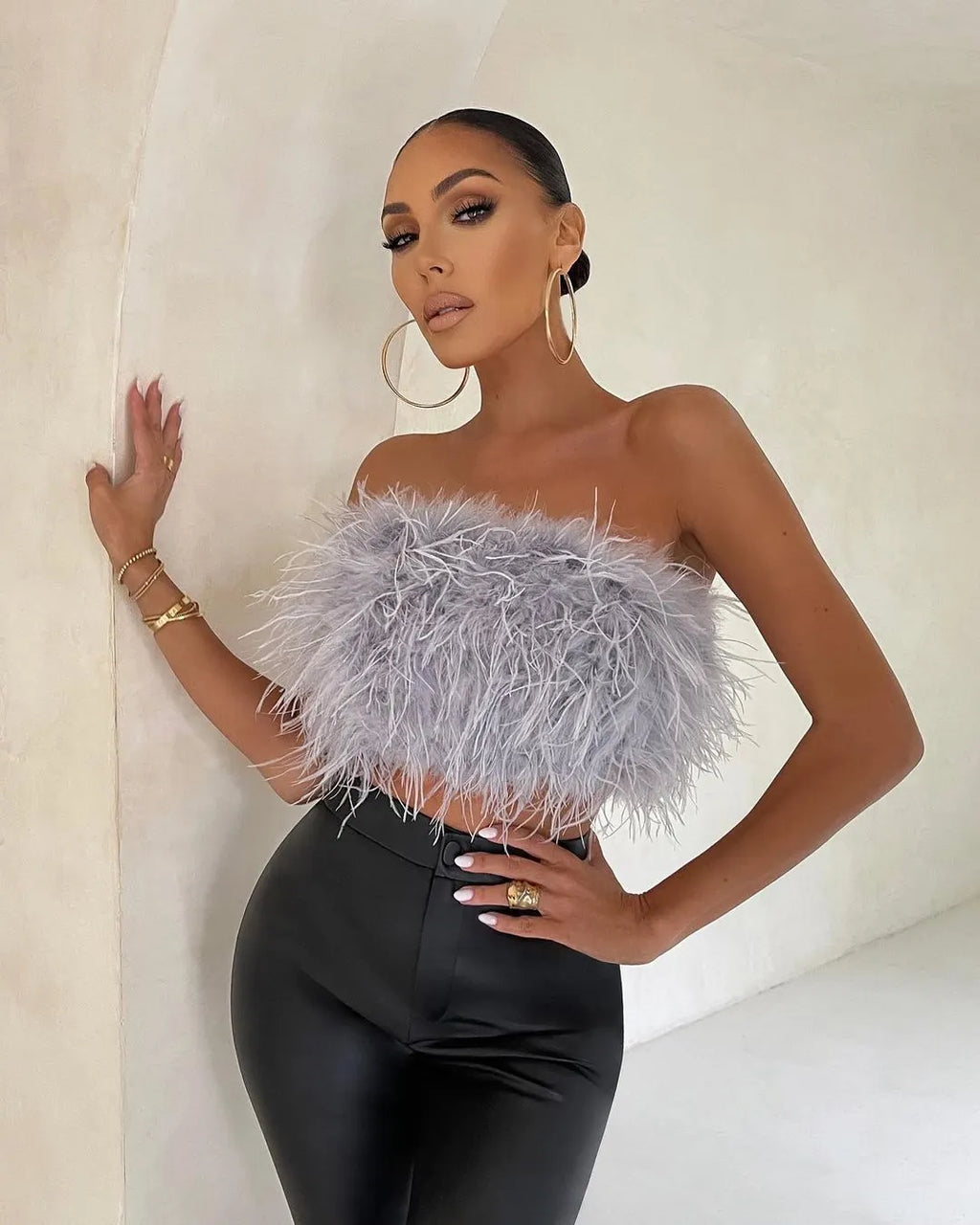 Federbesetztes Bandeau-Top
