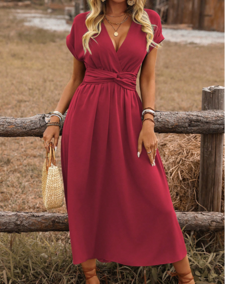 Quartney | Elegant Ladies V-Neck Maxi Dress