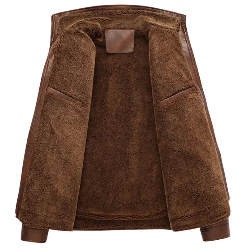 Herren Lederjacke Im Weinlese Stil