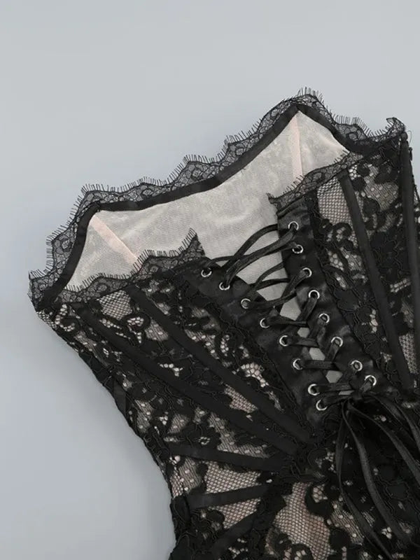 Elegance Spitze Korsett Minikleid