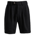 Herren nan lässige Leinenshorts mit Umschlag und Bundfalten