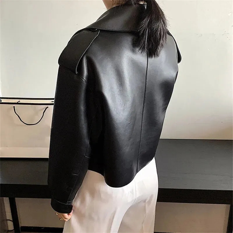Retro Stilvolle Lederjacke