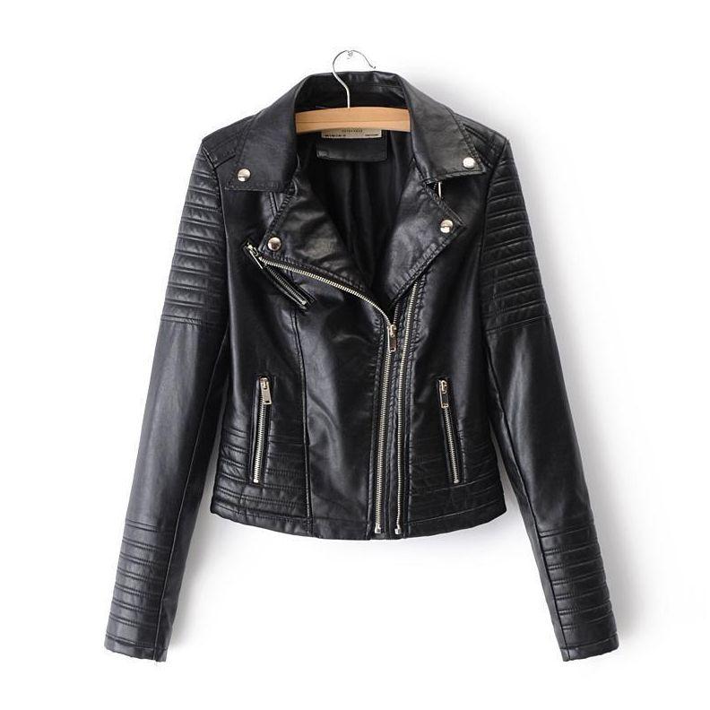 - Revers Reißverschluss Slim Fit Lederjacke