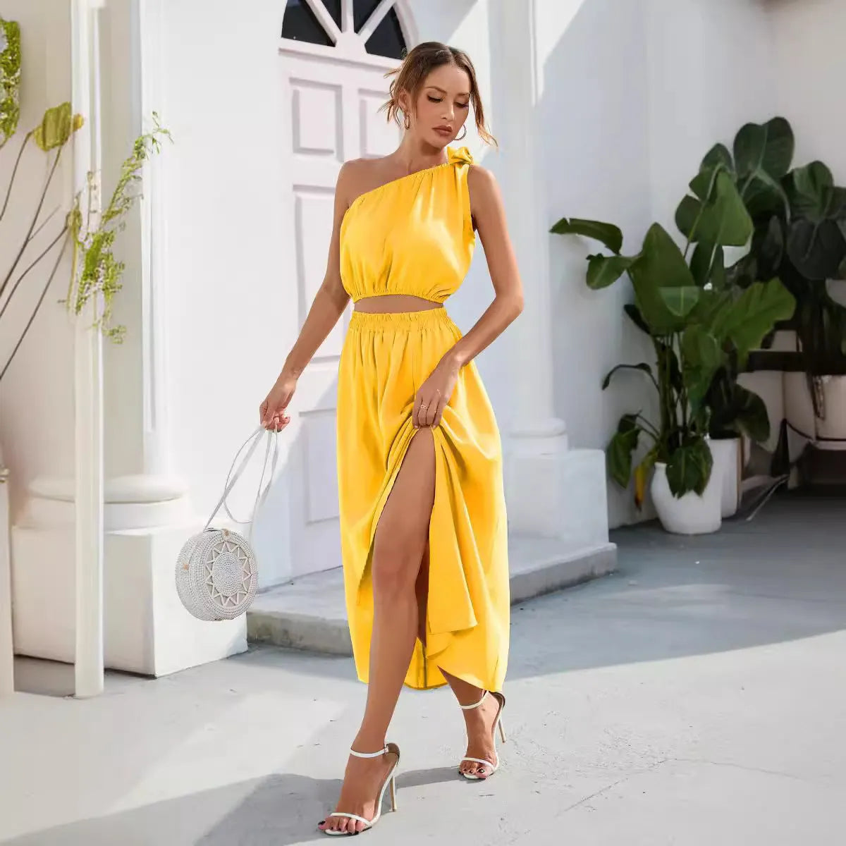 Schickes Split-Hem Maxi-Zwei-Teile-Set