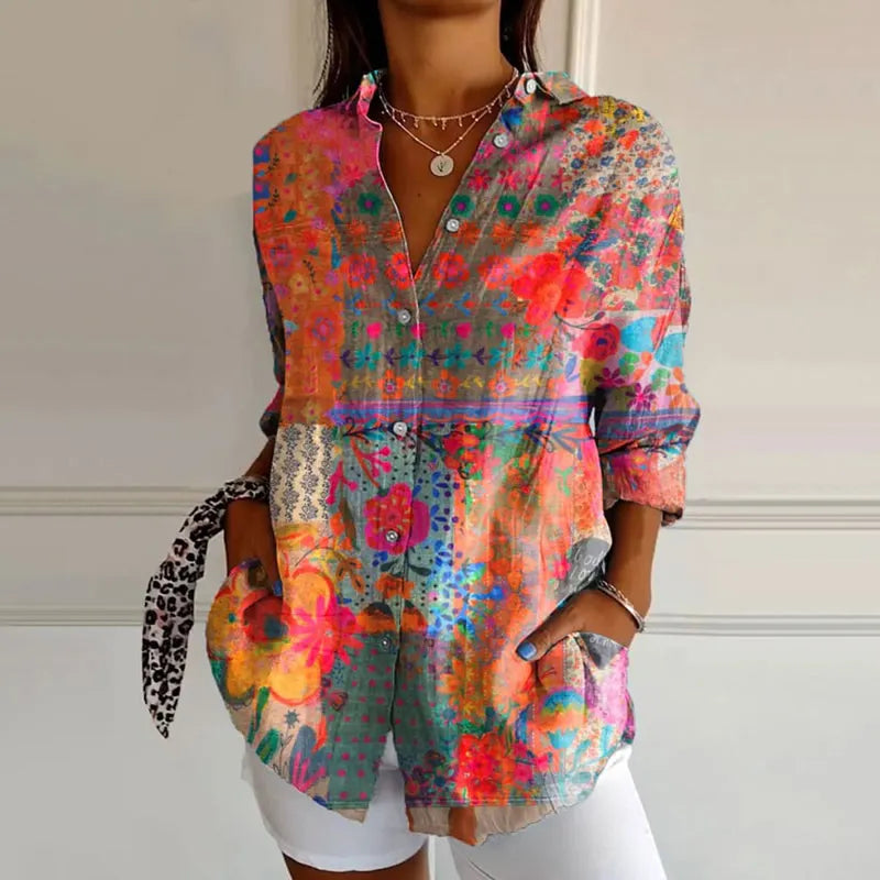 Dita | Loose Blouse with Artistic Print