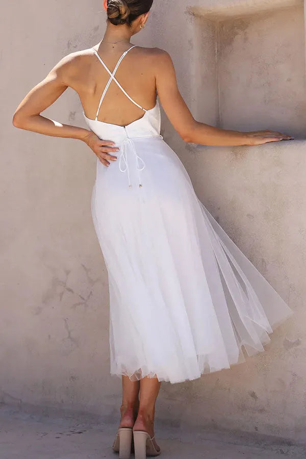 Moxi| Tulle Corset Dress with Spaghetti Straps