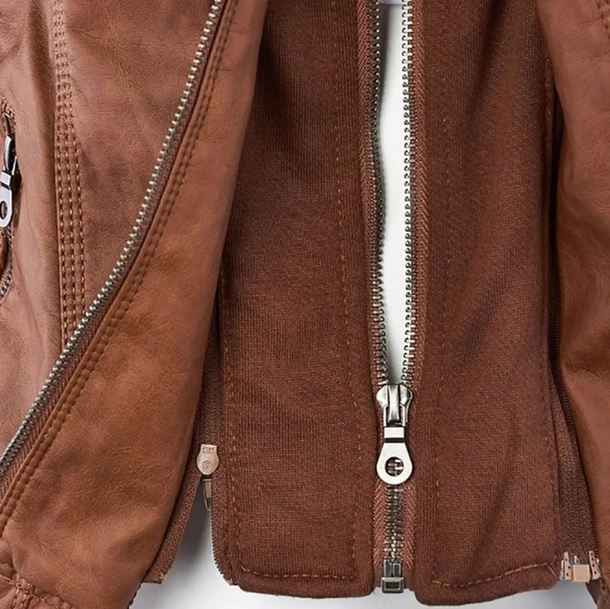 Dames casual gewatteerde leren jas – stijlvol, warm & praktisch met dubbele rits
