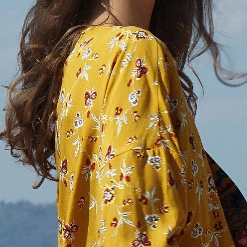 Ethnic Style Printed Beach Bikini Sunscreen Cardigan Cover-up