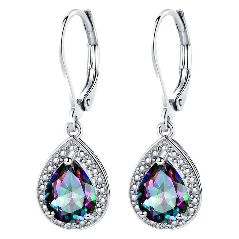 Colorful teardrop stone earrings