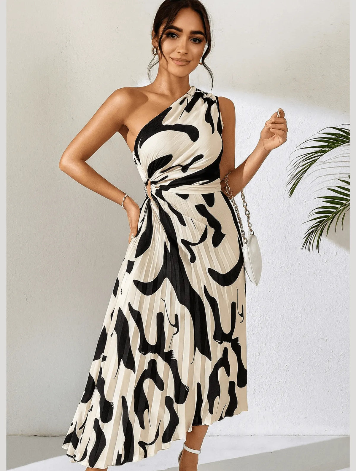 Vestido Midi Branco com Preto Taise