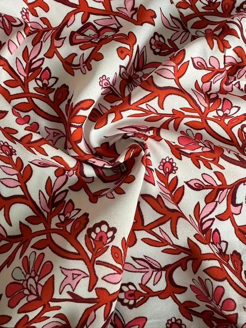 Fließendes Blumen-Maxikleid mit V-Ausschnitt & Bindegürtel