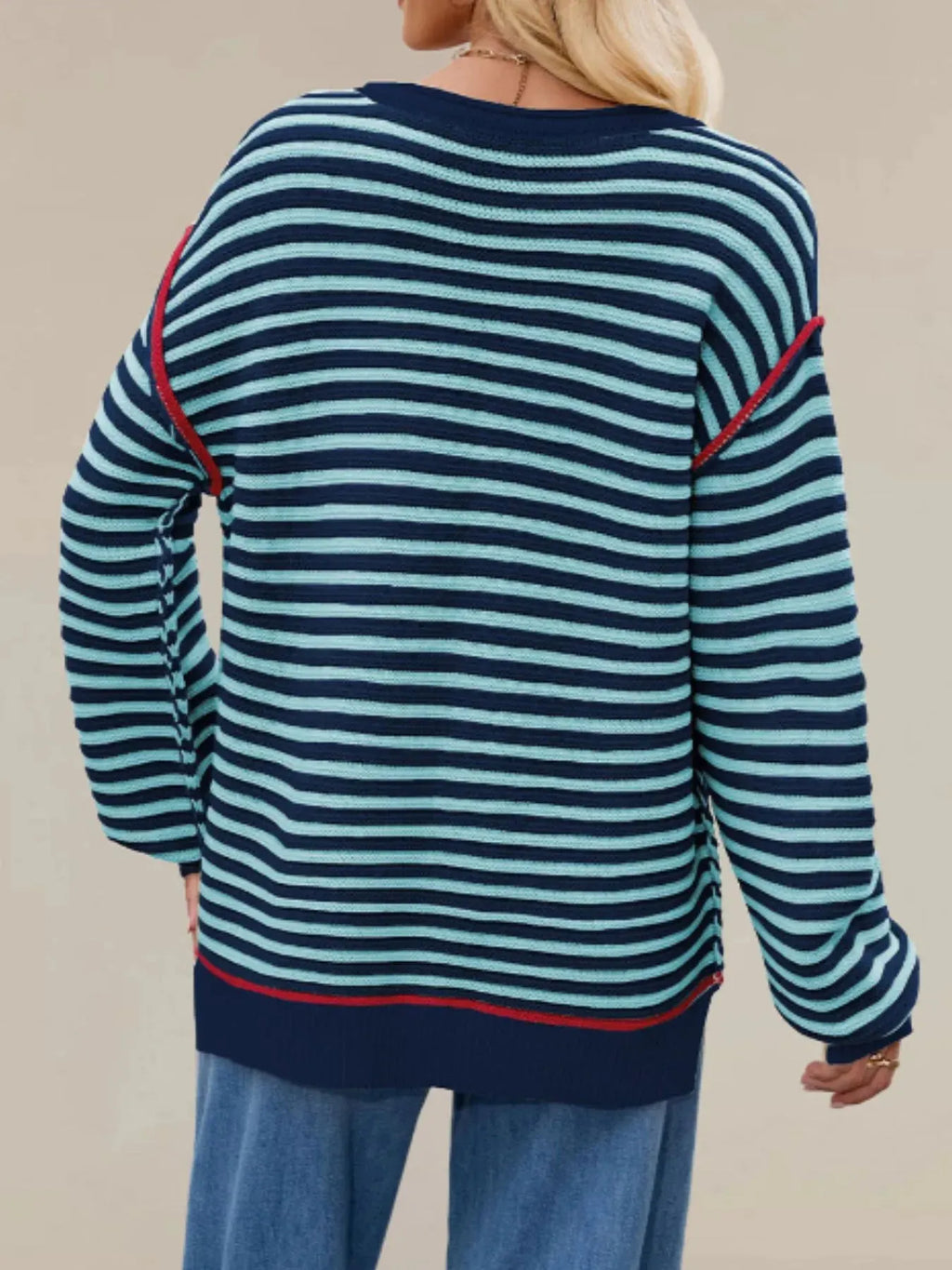 Slit Striped Oversized Sweater