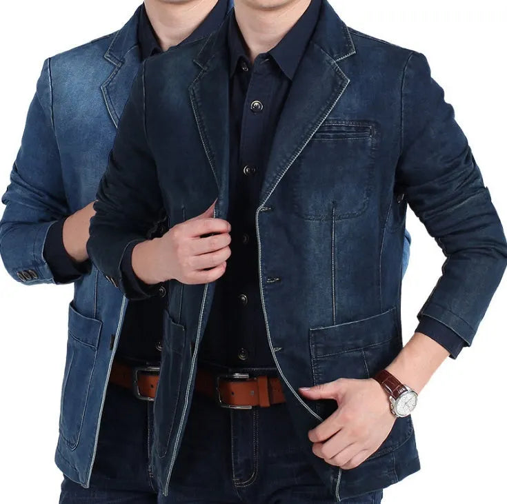Herren Denim Baumwolle Blazerjacke