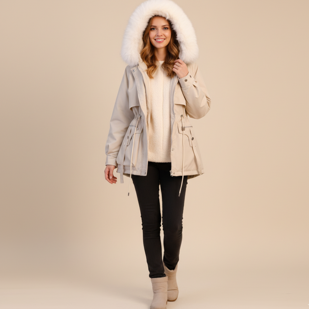 Luxe Dames Winterjas Met Capuchon En Ceintuur | Ultieme Warmte, Bescherming & Chic Silhouet
