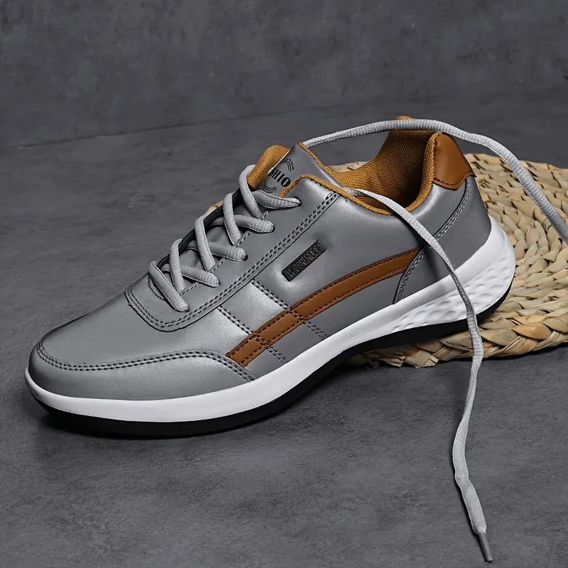 Große Größen Einfarbige Herrensneaker Mit Weicher Rutschfester Sohle