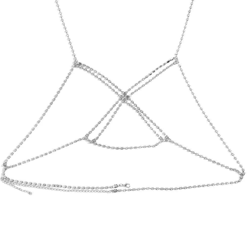 Cross-shaped rhinestone body jewelry