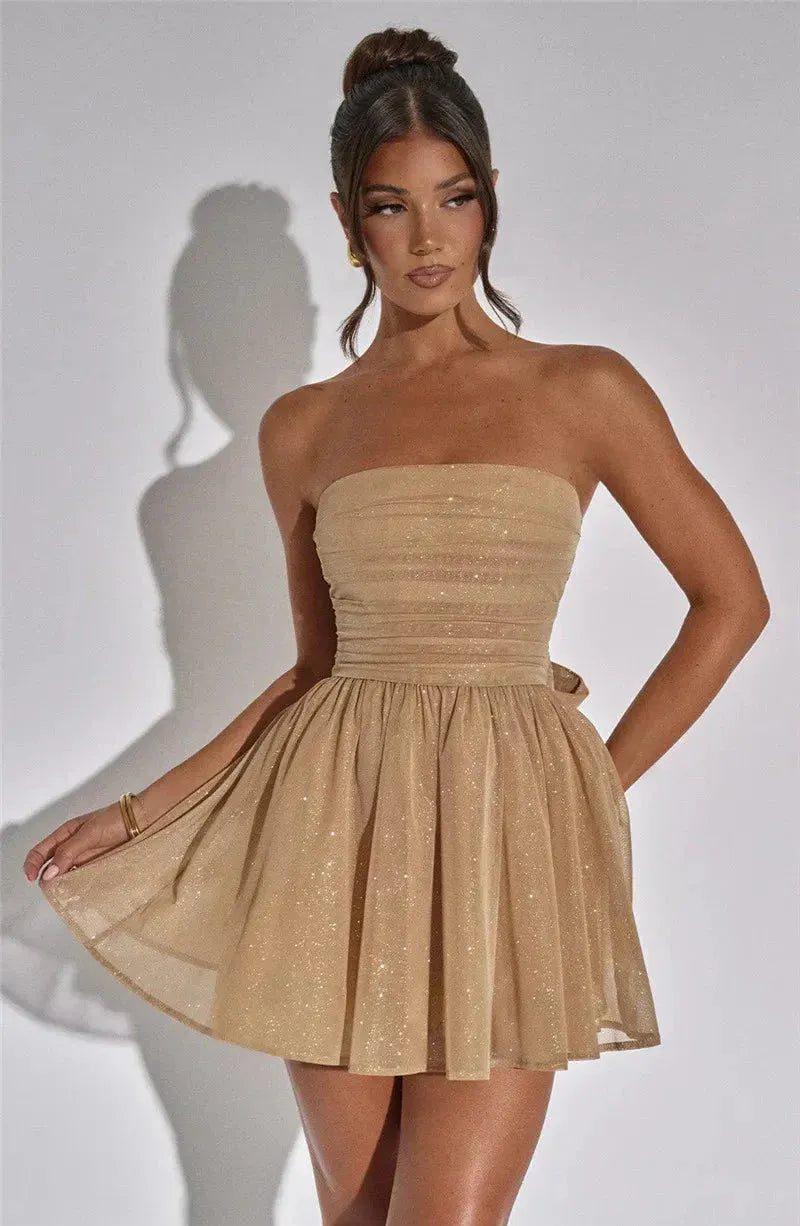 Dahlia | Strapless Glitter Mini Dress