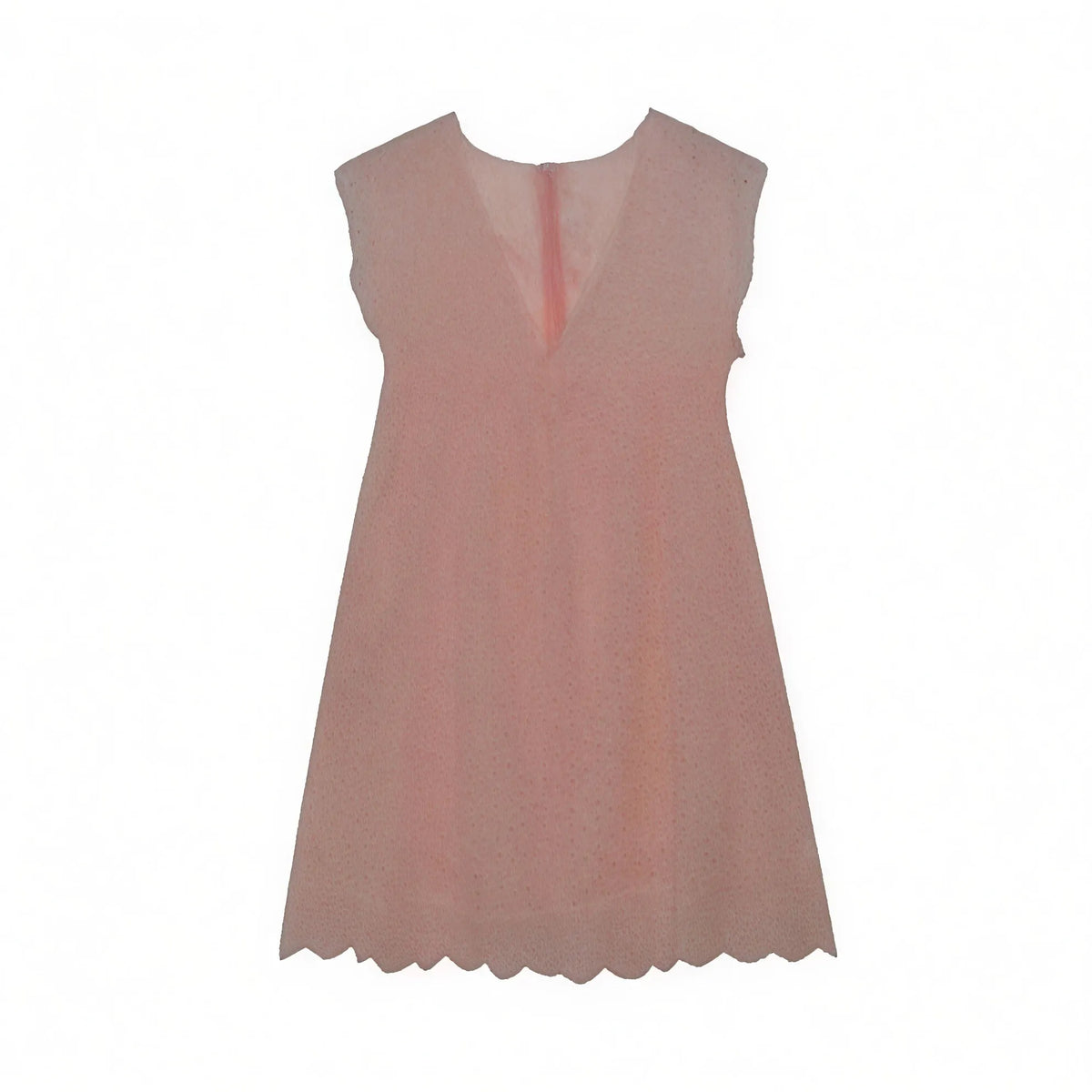 Perforiertes V-Ausschnitt Kleid mit Wellensaum