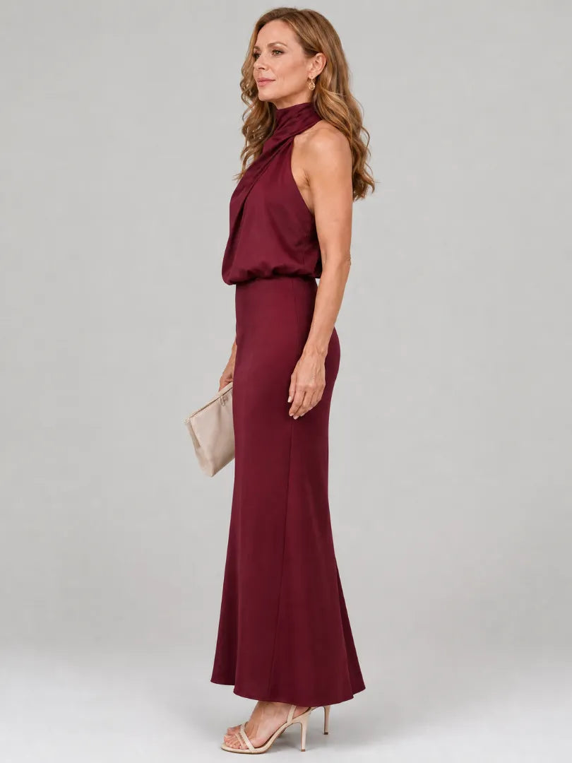 Nopal | Sleeveless Draped Neck Midi Dress