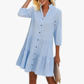 Gingham Kleid mit V-Ausschnitt