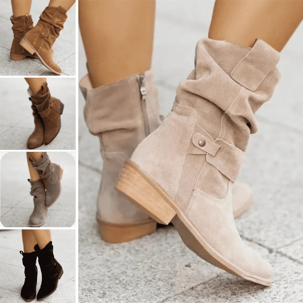 RENA | Casual Cowboy Style Laarzen Voor Dames Met Lage hak - Stijlvol & Comfortabel