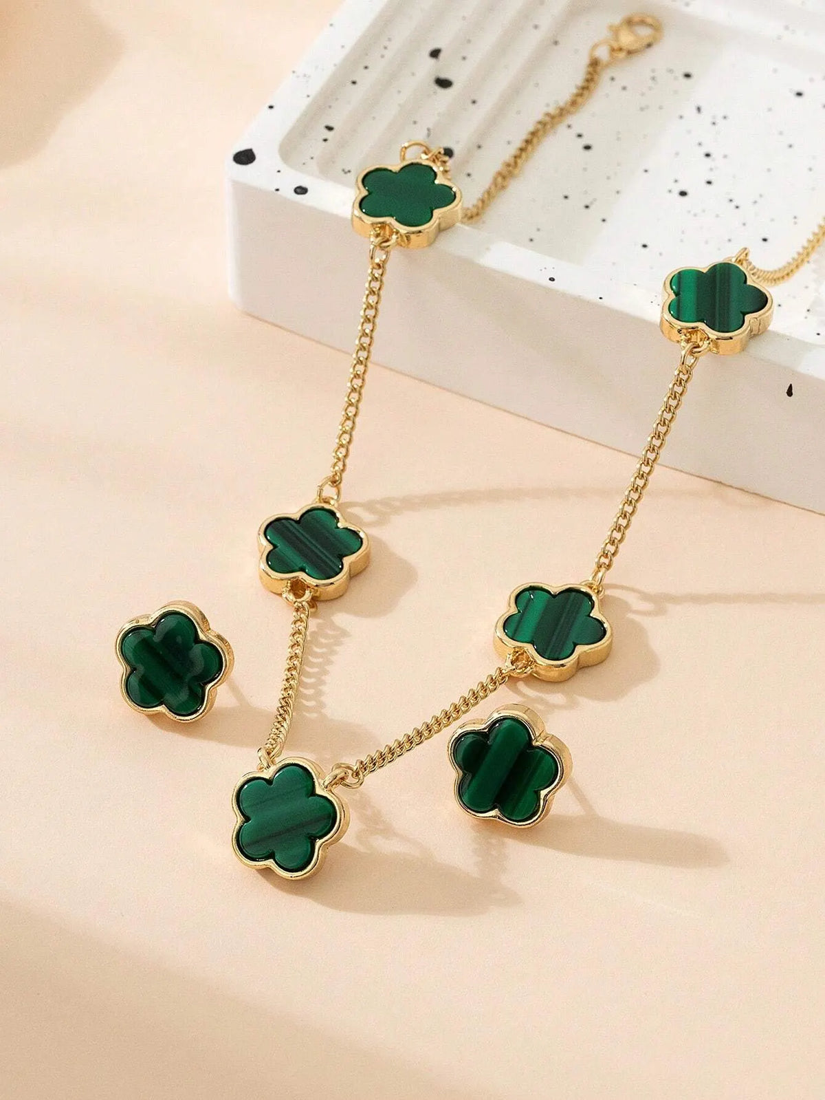 Conjunto Trevo De Quatro Folhas Verde