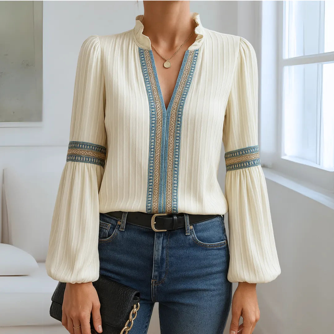 Daisy | Bluse med V-hals i blonde