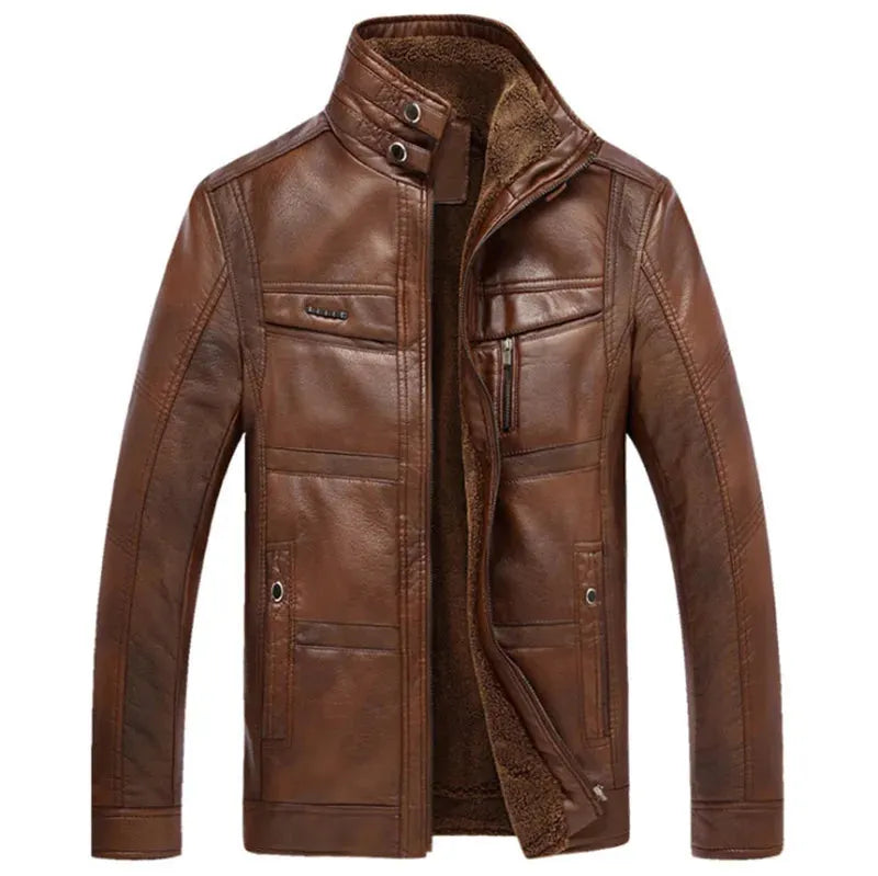Herren Lederjacke Im Weinlese Stil