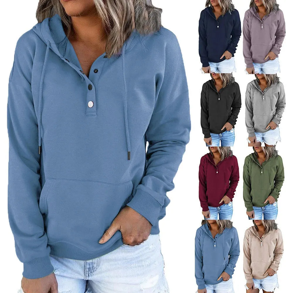 Damen Hoodie mit funktionalen Knopfdetails und lässiger Passform