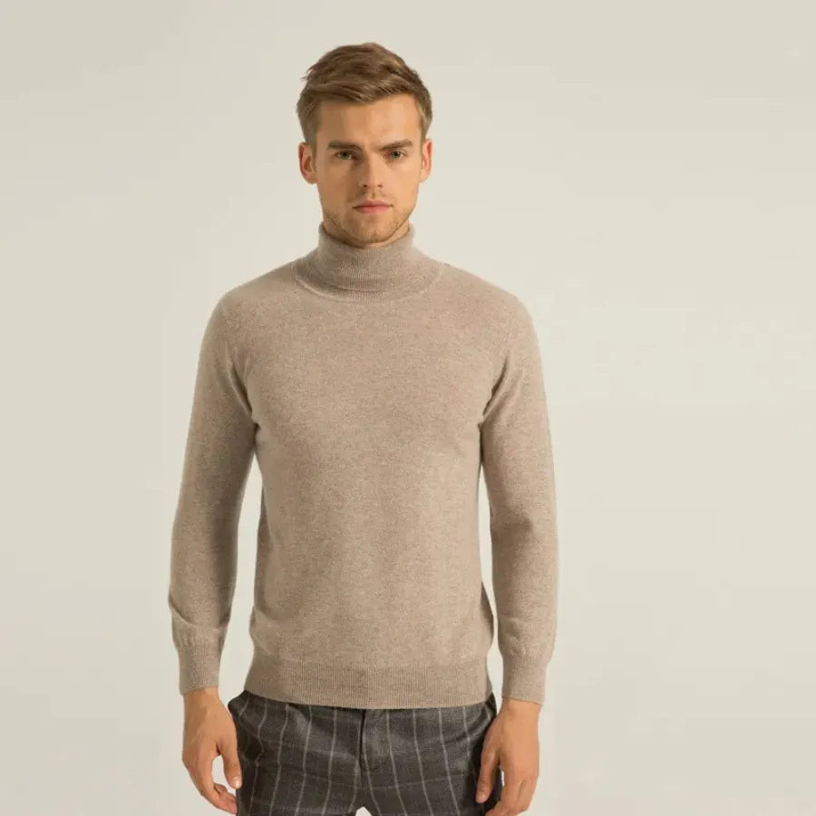 Herren Wollpullover Mit Rollkragen Und Schlankem Design
