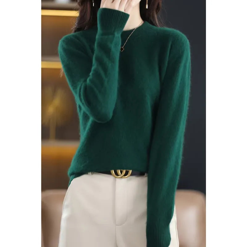 Kaschmir Pullover Damen Luxuriöser Rundhalsausschnitt, Weich & Modisch