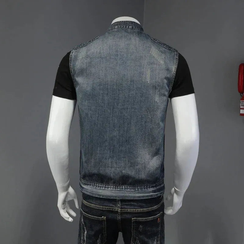 Retro Herren Distressed Jeansjacke