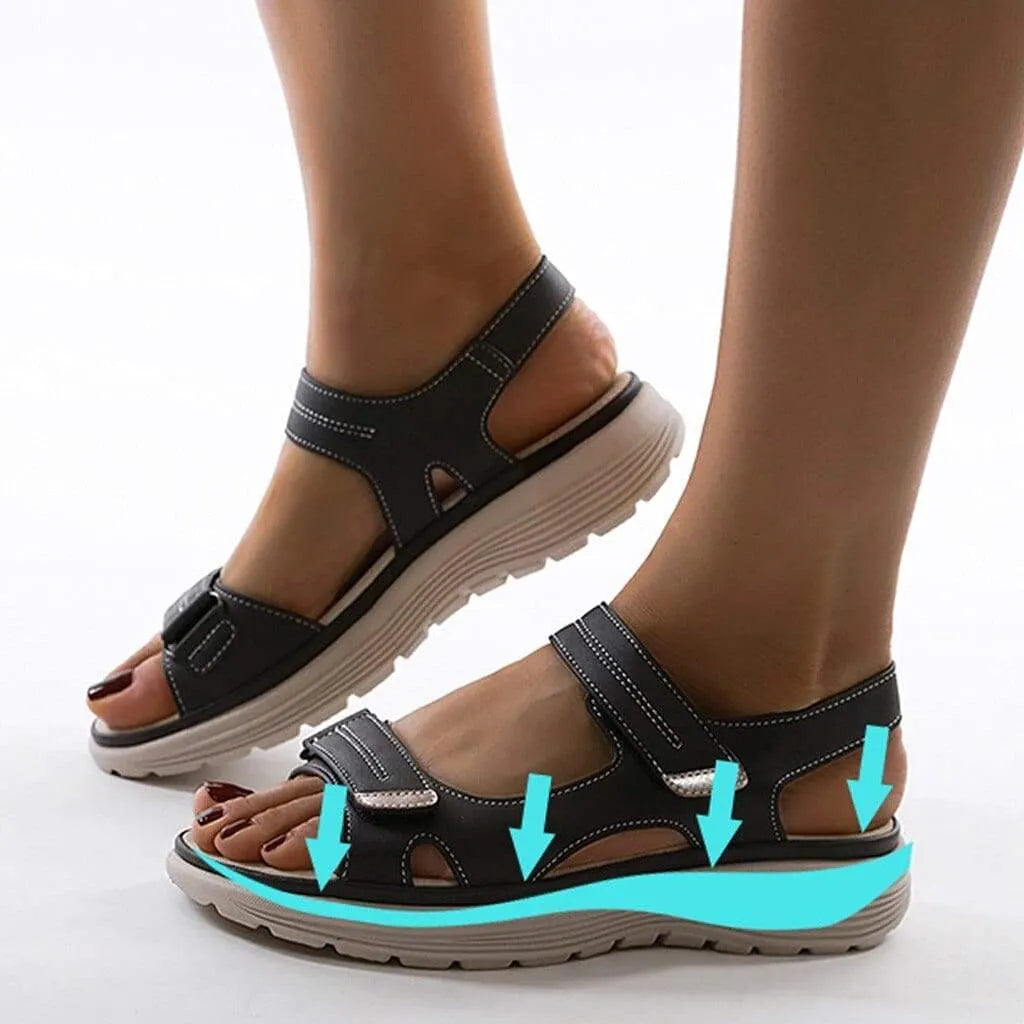 Damen Komfort-Sandalen mit verstellbaren Riemen und Profilsohle