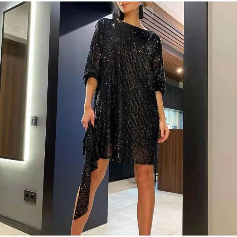Glitter Feestjurk Met Ceintuur | Elegant, Comfortabel En Perfect Voor Elke Gelegenheid