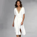 Kleid | Goldverzierter V‑Ausschnitt | Sommer