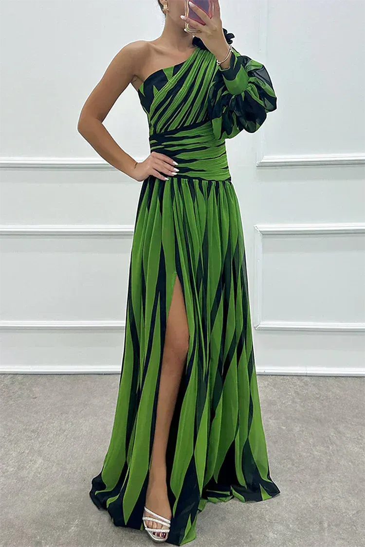 One Shoulder Gala Maxi Dress With Split