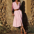 Damen Hemdkleid aus atmungsaktiver Baumwolle mit langen Ã„rmeln