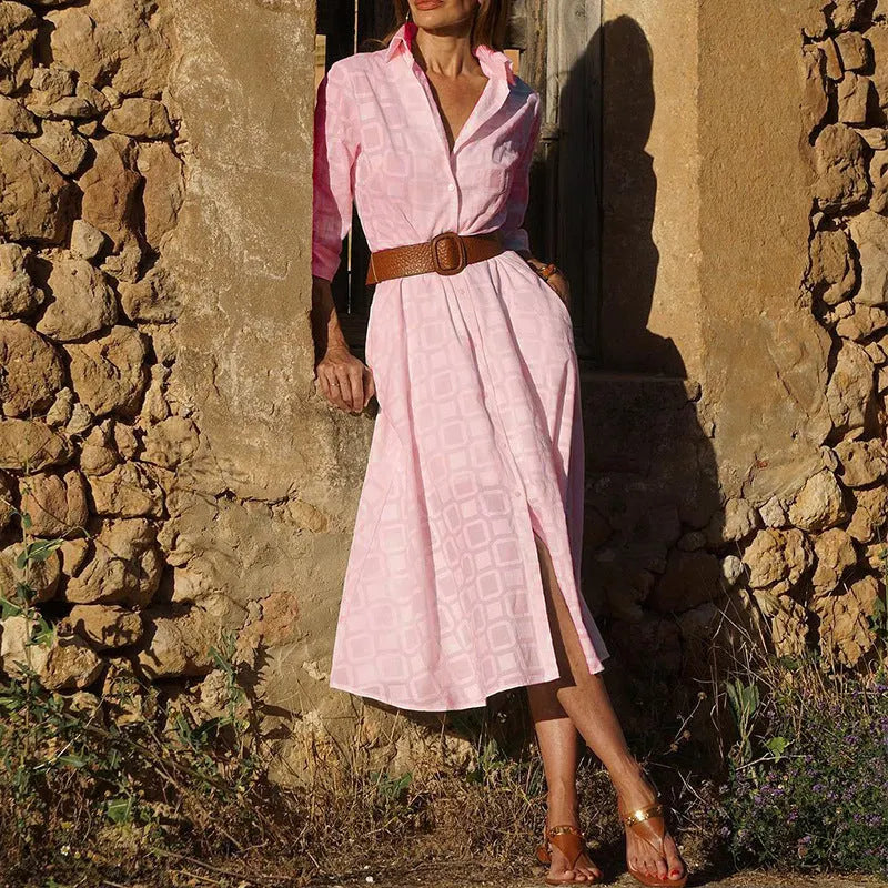 Damen Hemdkleid aus atmungsaktiver Baumwolle mit langen Ã„rmeln