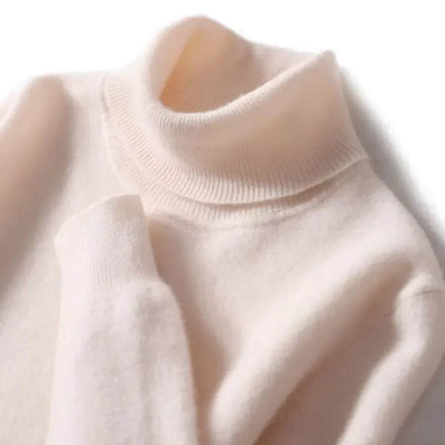 Herren Wollpullover Mit Rollkragen Und Schlankem Design